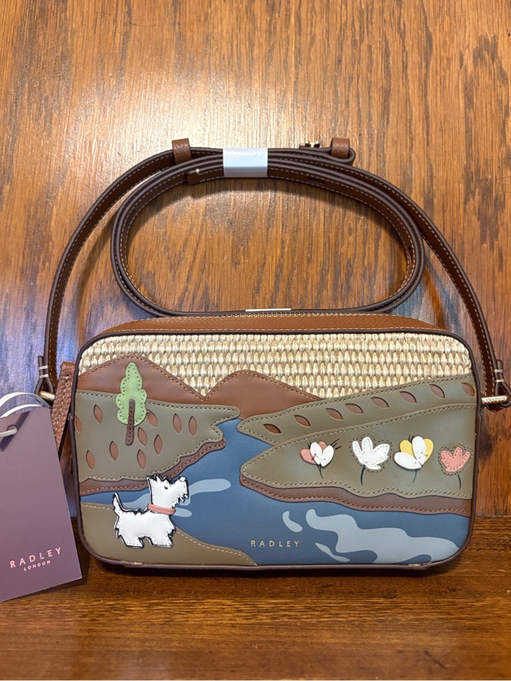 NWT-Radley London-Spring Daze-Zip Around Crossbody Bag-Cognac-$328